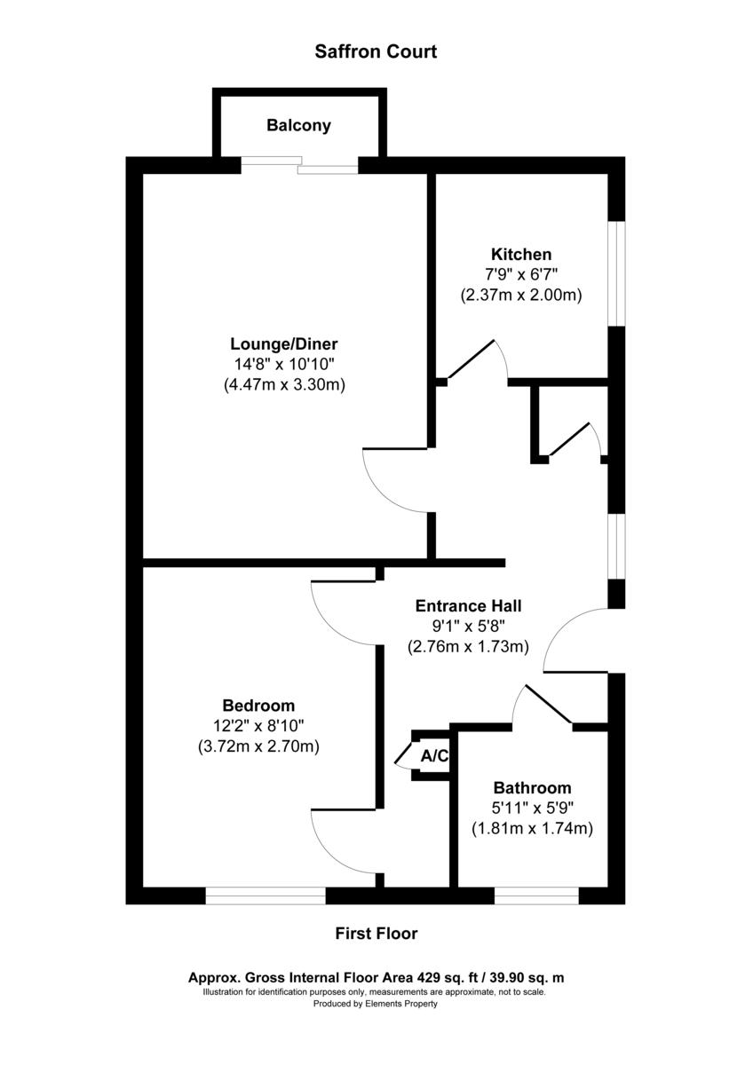 1 bed flat for sale in Staines Road, Feltham - Property Floorplan