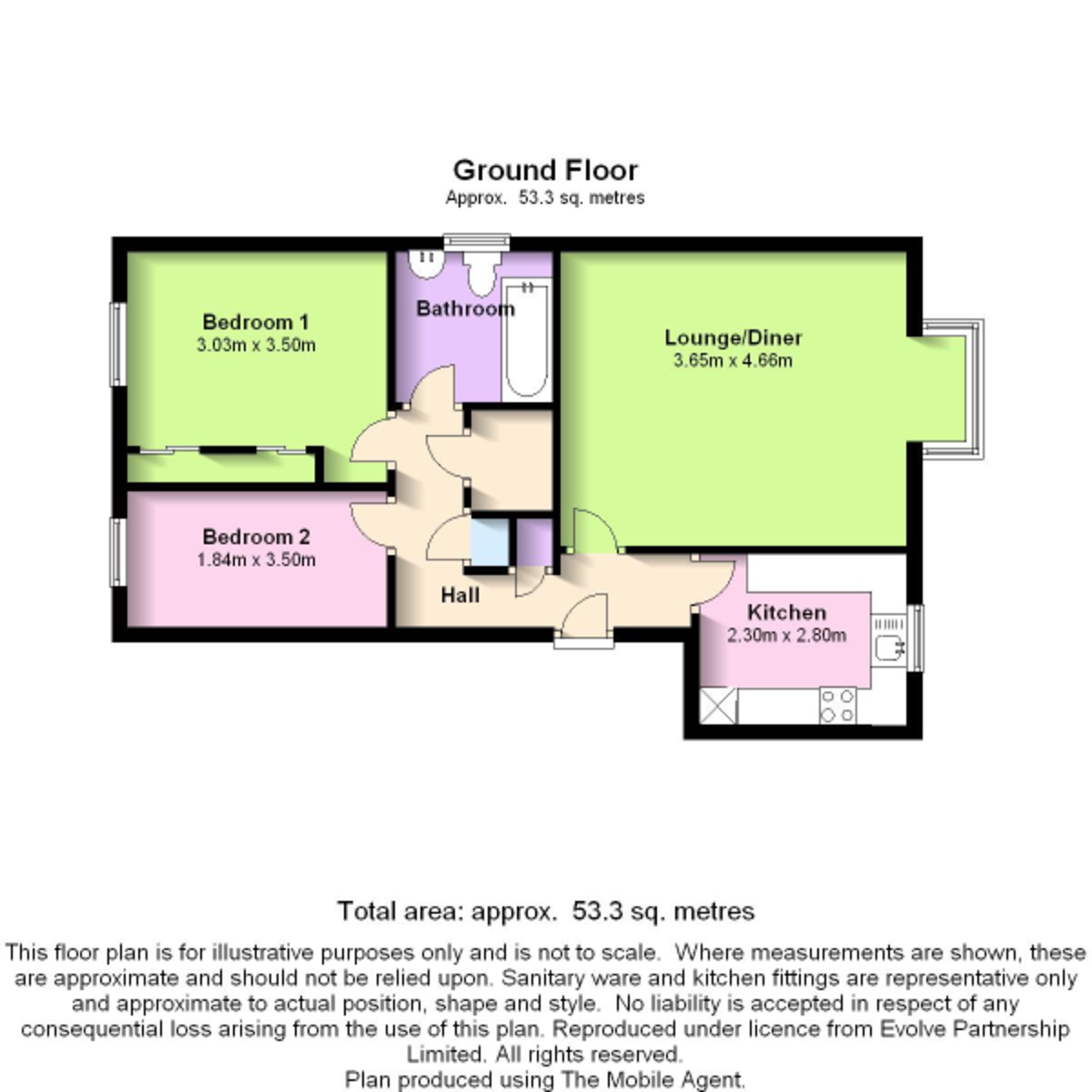 2 bed ground floor flat to rent in Taylors Close, Kent - Property Floorplan