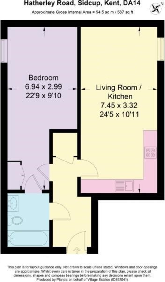 1 bed apartment to rent in Hatherley Road, Sidcup, DA14 4FF - Property floorplan