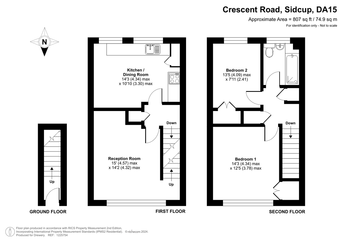 2 bed maisonette for sale in Crescent Road, Sidcup - Property Floorplan