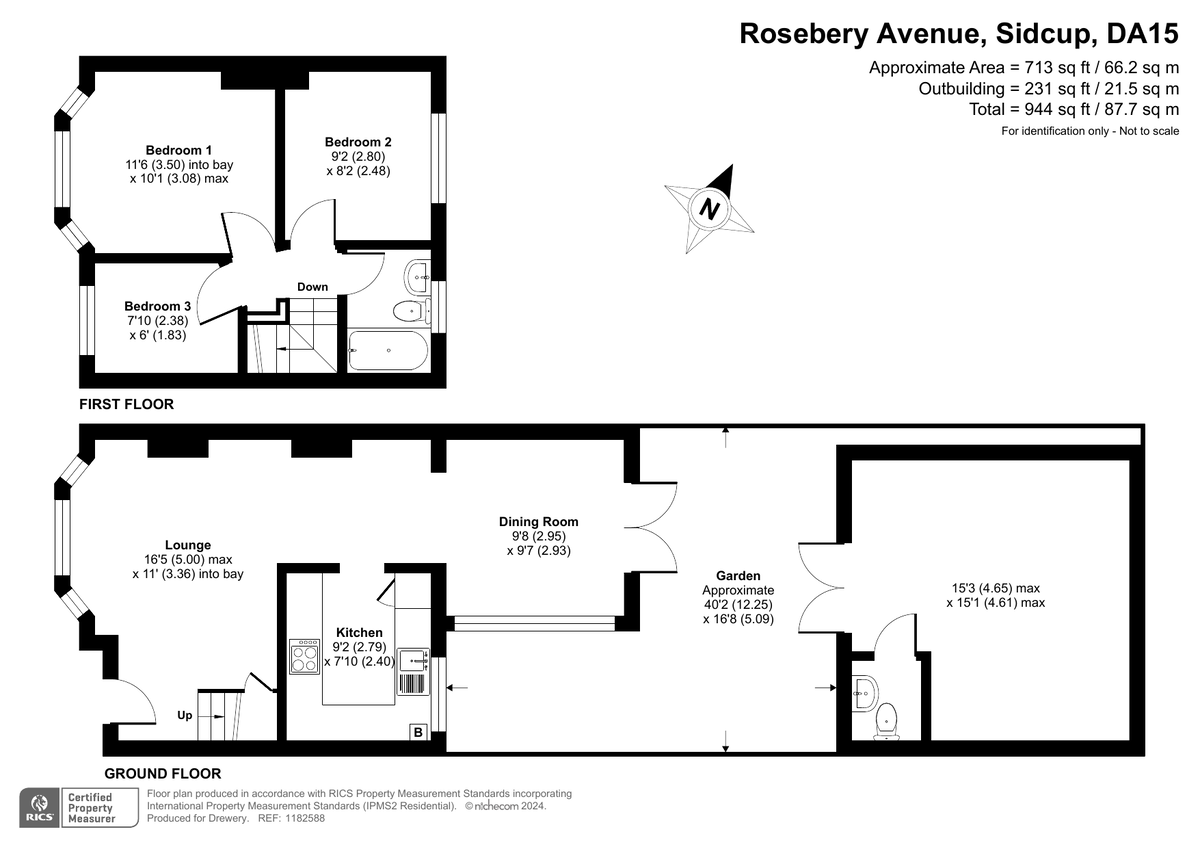 3 bed terraced house for sale in Rosebery Avenue, Sidcup - Property Floorplan