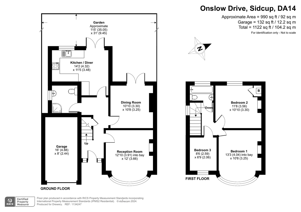 3 bed semi-detached house for sale in Onslow Drive, Sidcup - Property Floorplan