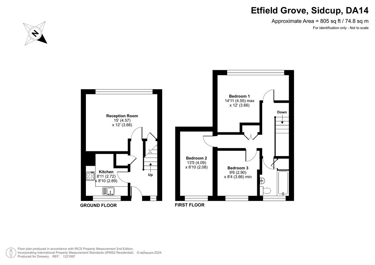 3 bed flat to rent in Etfield Grove, Sidcup, DA14 6LN - Property floorplan