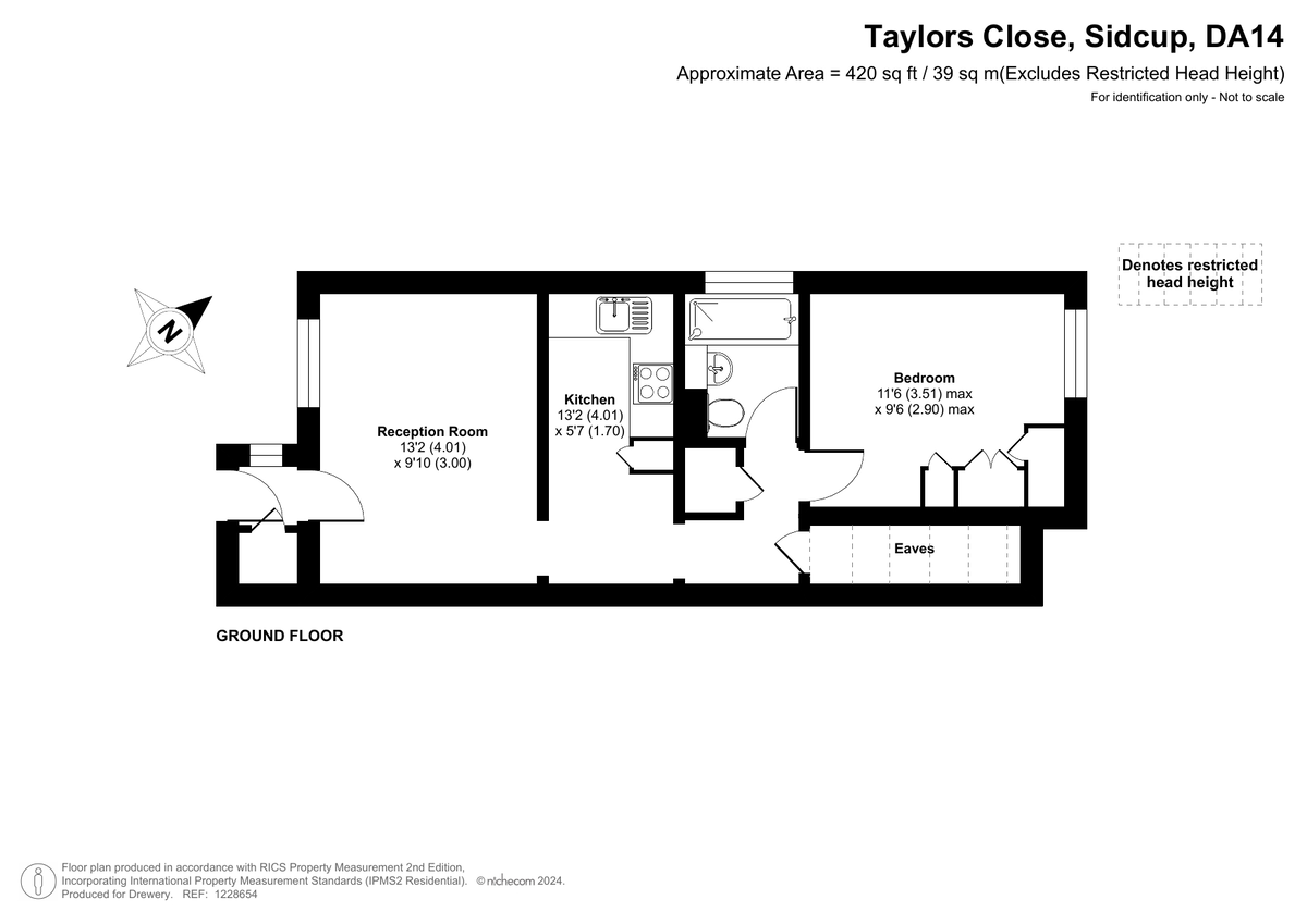 1 bed ground floor maisonette for sale in Taylors Close, Sidcup - Property Floorplan