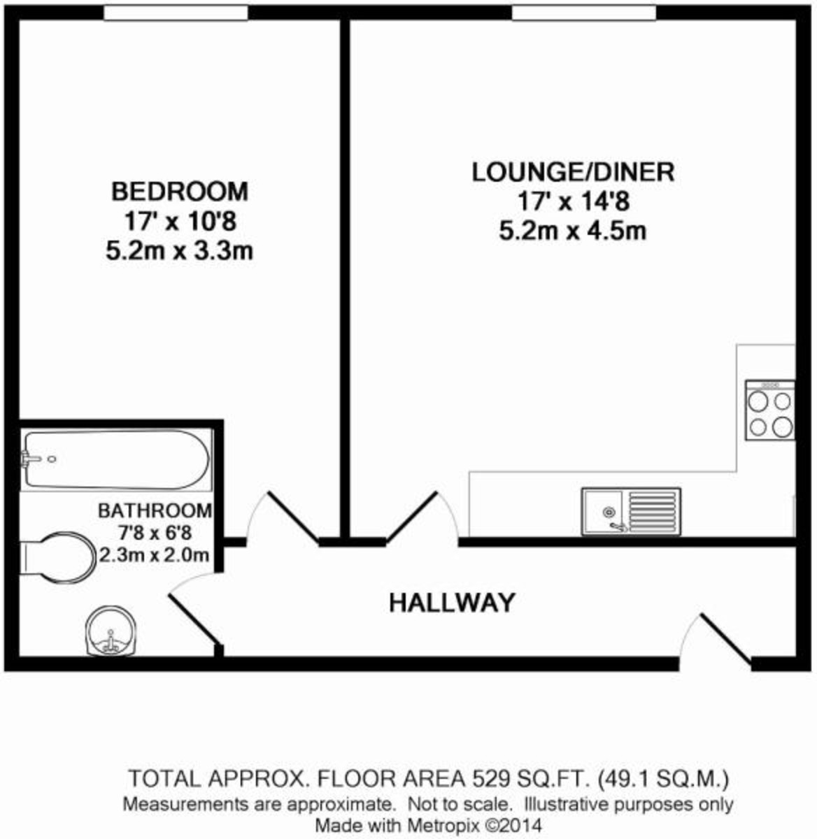1 bed apartment to rent in Maylands Drive, Sidcup, DA14 4BF - Property floorplan