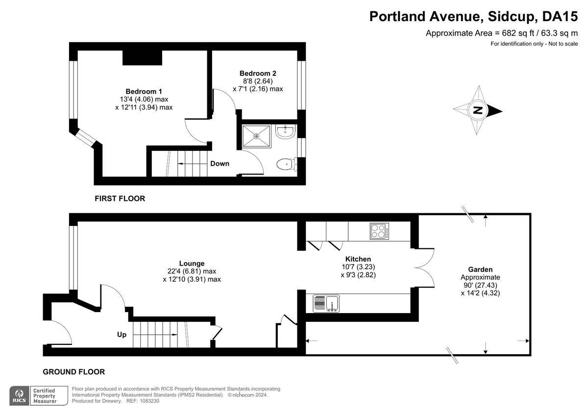 2 bed terraced house for sale in Portland Avenue, Sidcup - Property Floorplan
