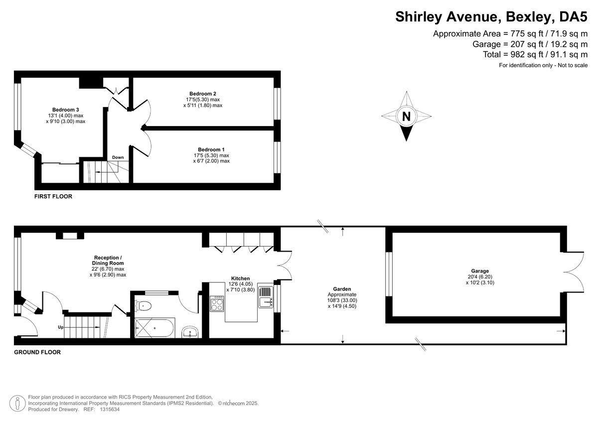 3 bed terraced house for sale in Shirley Avenue, Bexley, DA5 3AY - Property floorplan
