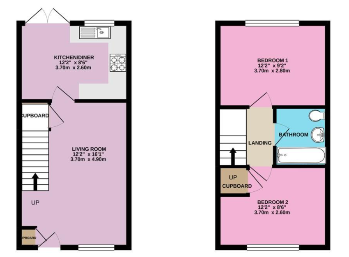 2 bed terraced house to rent in Larch Grove, Sidcup - Property Floorplan