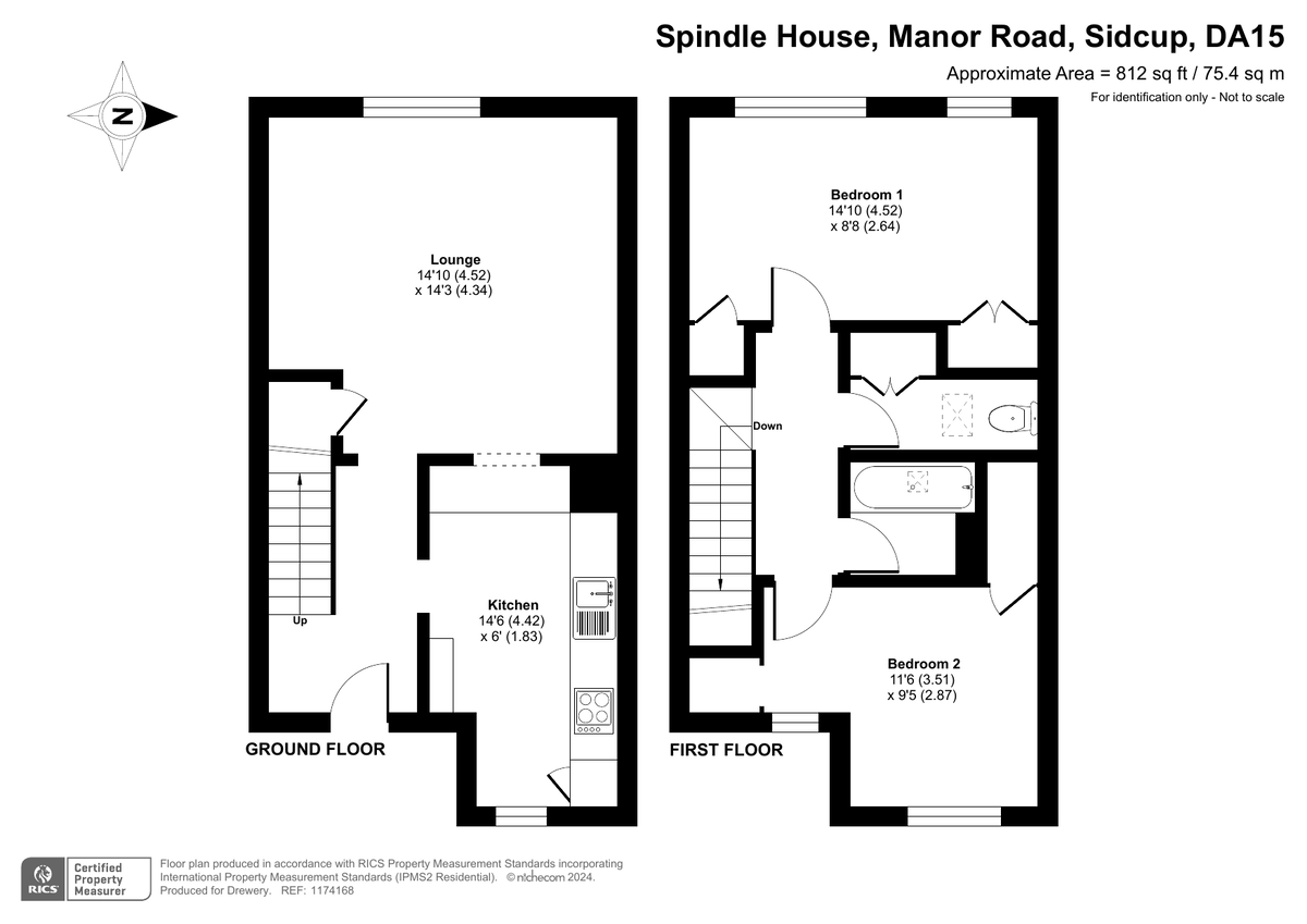 2 bed flat for sale in Manor Road, Sidcup - Property Floorplan