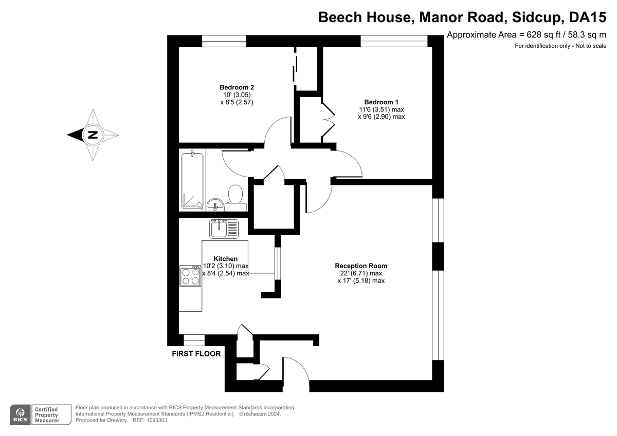 2 bed flat for sale in Manor Road, Sidcup - Property Floorplan