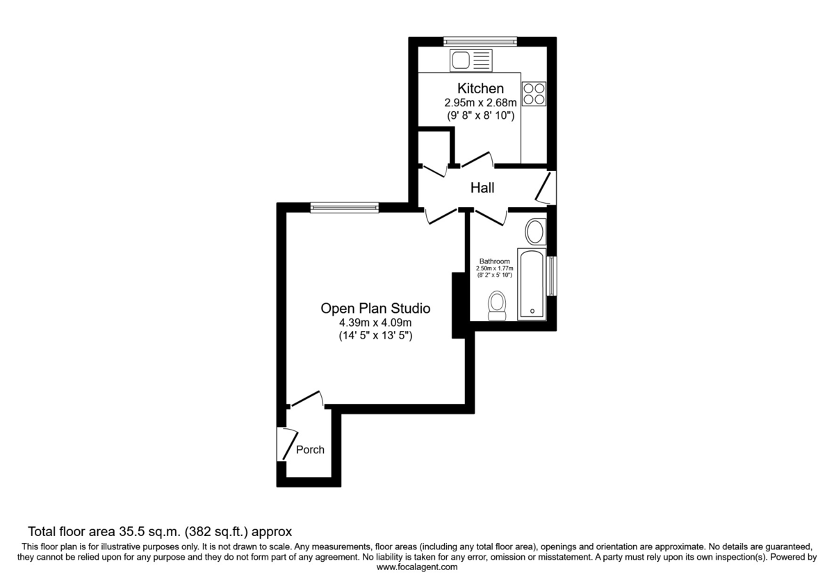 1 bed studio flat for sale in Station Road, Sidcup - Property Floorplan