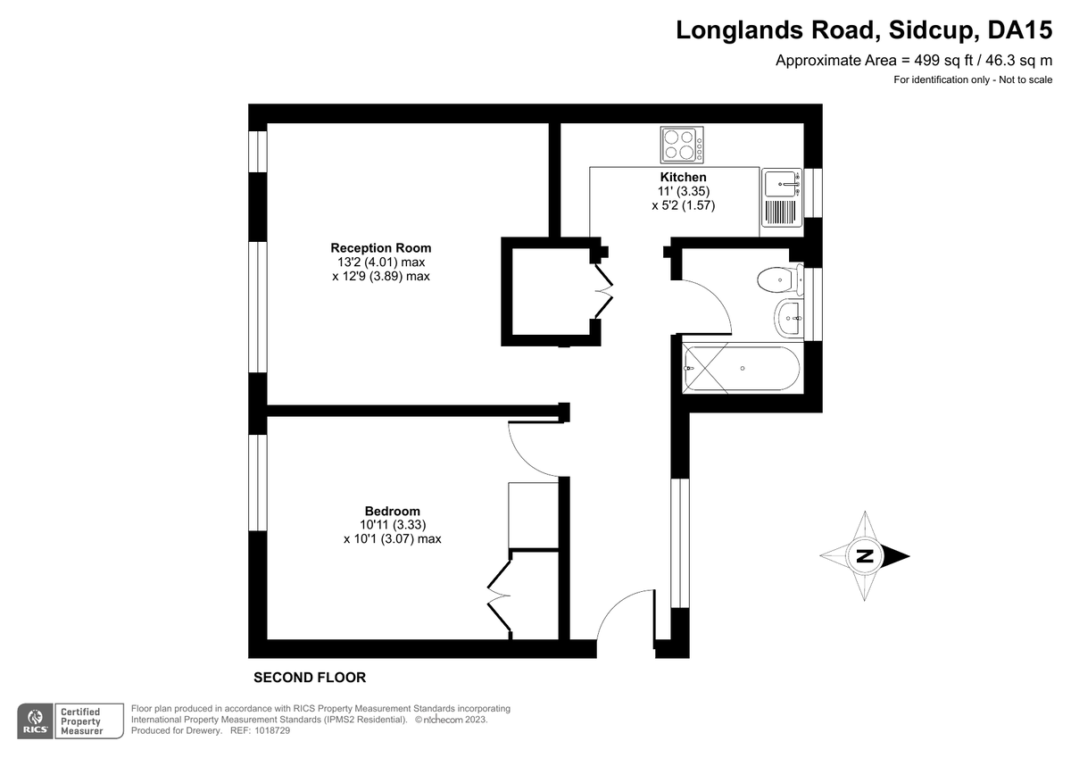 1 bed flat for sale in Longlands Road, Sidcup - Property Floorplan