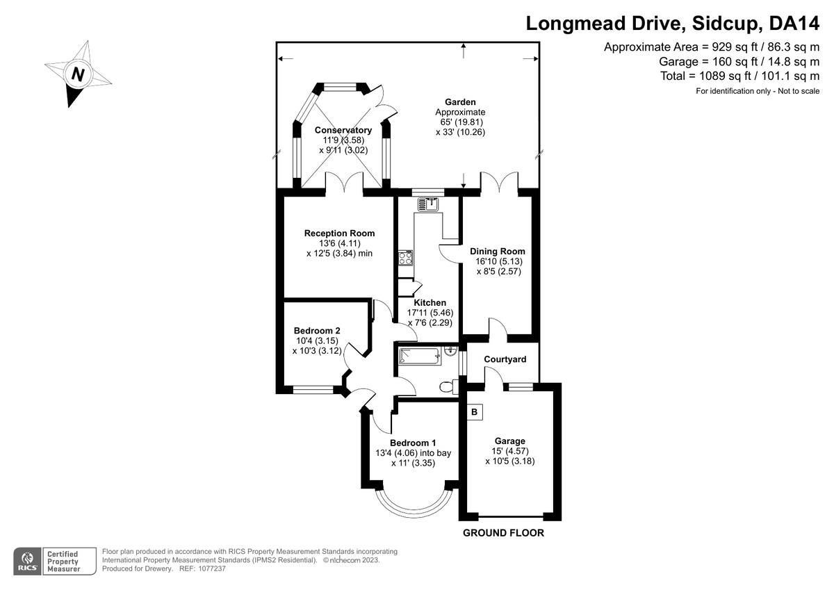 2 bed semi-detached bungalow for sale in Longmead Drive, Sidcup - Property Floorplan