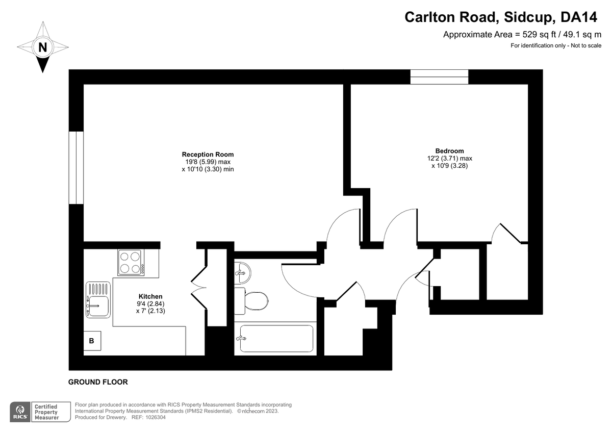 1 bed ground floor flat for sale in Carlton Road, Sidcup - Property Floorplan