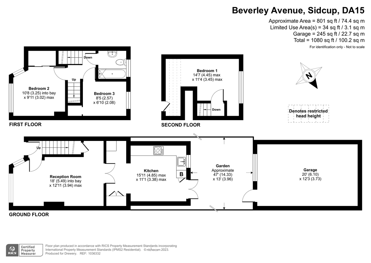 3 bed terraced house for sale in Beverley Avenue, Sidcup - Property Floorplan