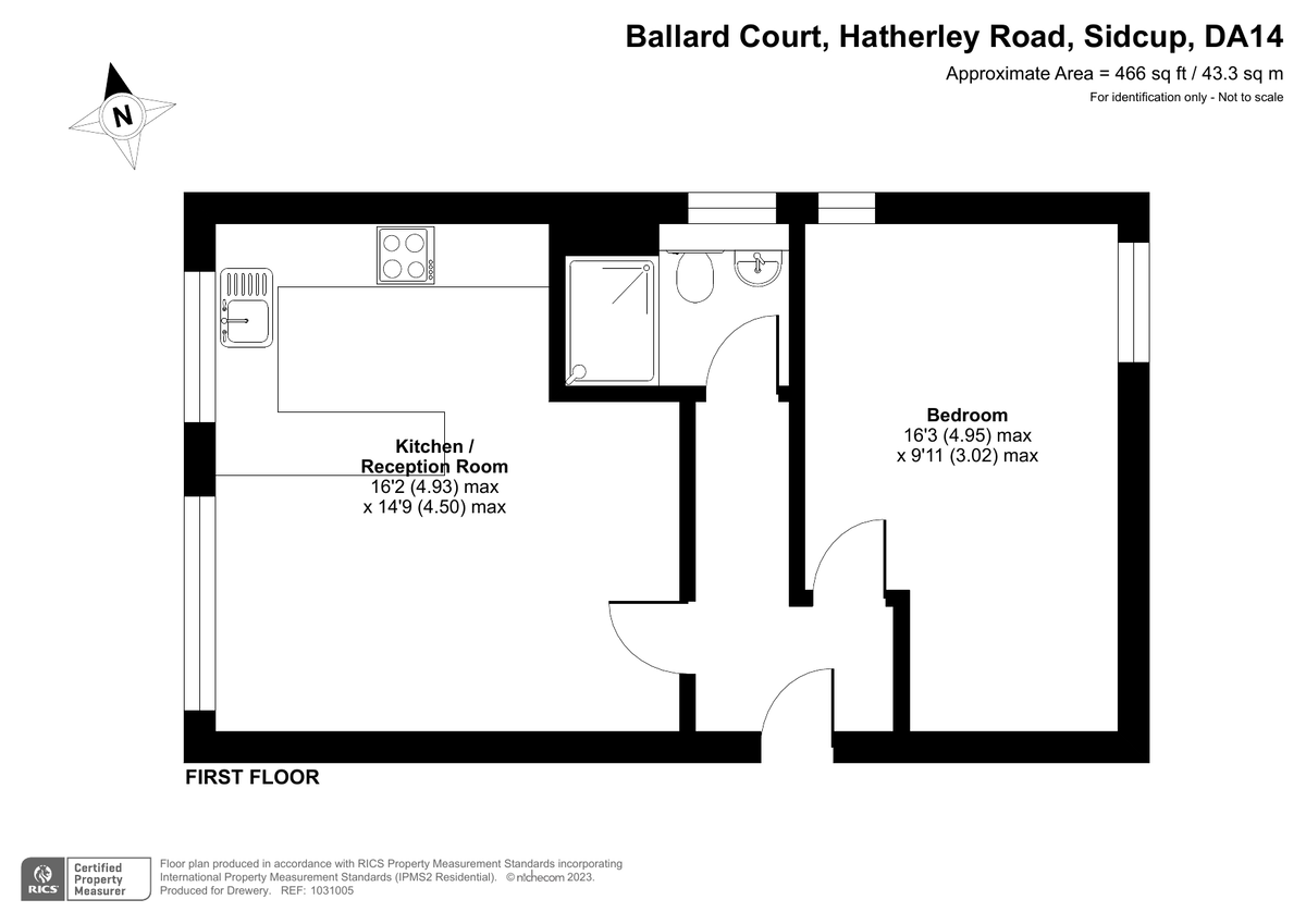 1 bed flat for sale in Hatherley Road, Sidcup - Property Floorplan