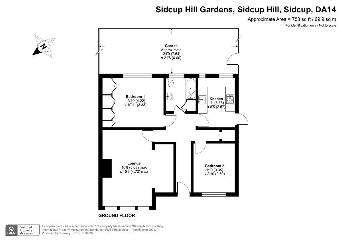 2 bed ground floor maisonette for sale in Sidcup Hill Gardens, Sidcup - Property Floorplan