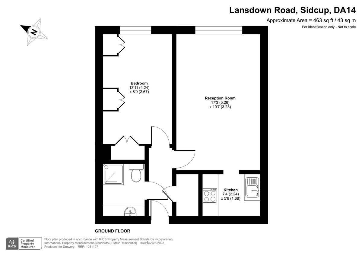 1 bed ground floor flat for sale in Lansdown Road, Sidcup - Property Floorplan