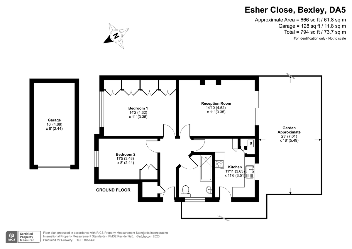 2 bed ground floor maisonette for sale in Esher Close, Bexley - Property Floorplan