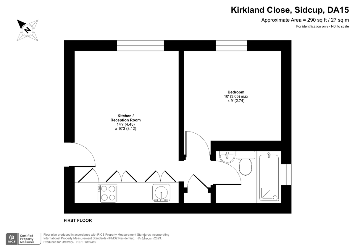 1 bed flat for sale in Kirkland Close, Sidcup - Property Floorplan