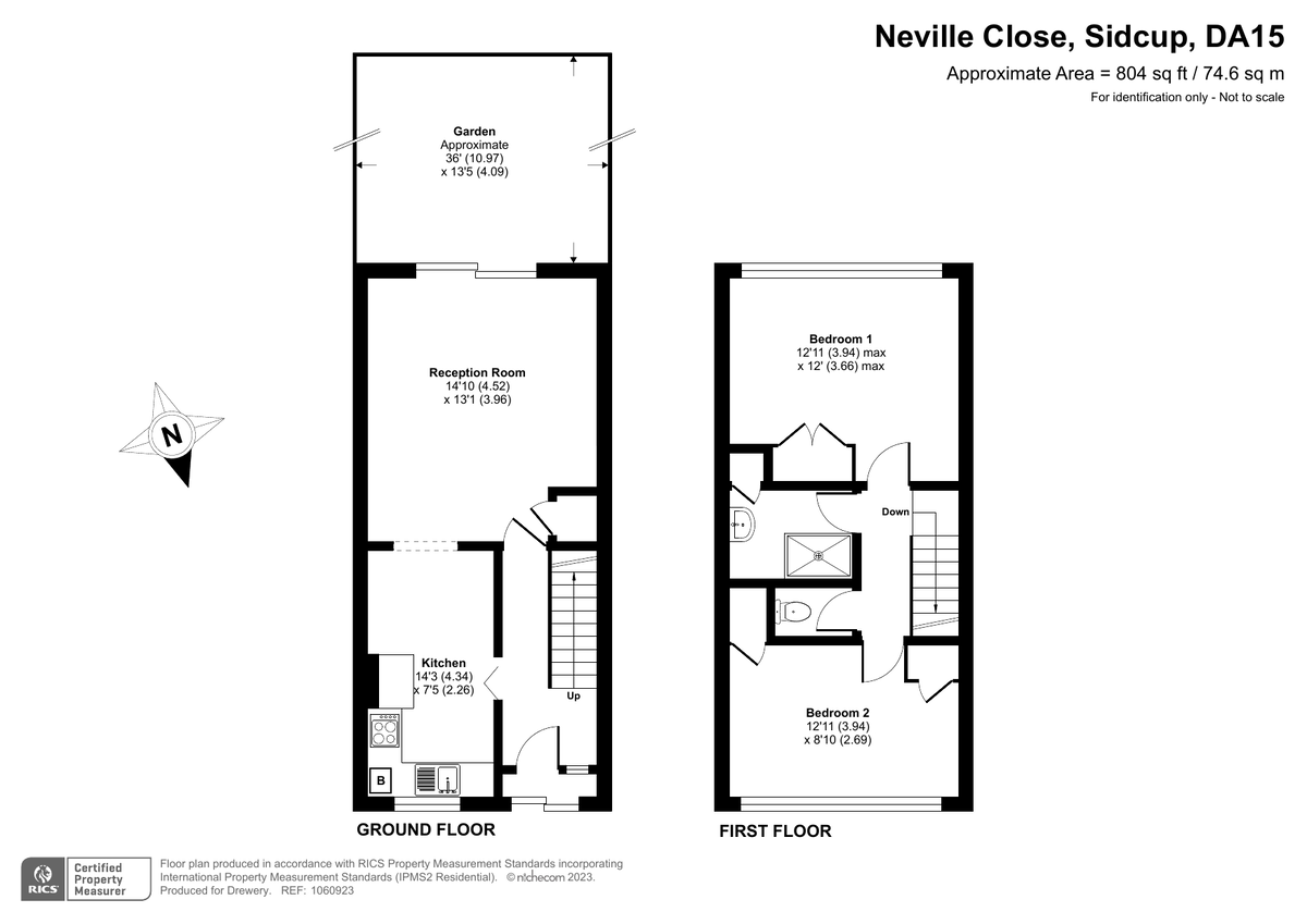 2 bed terraced house for sale in Neville Close, Sidcup - Property Floorplan