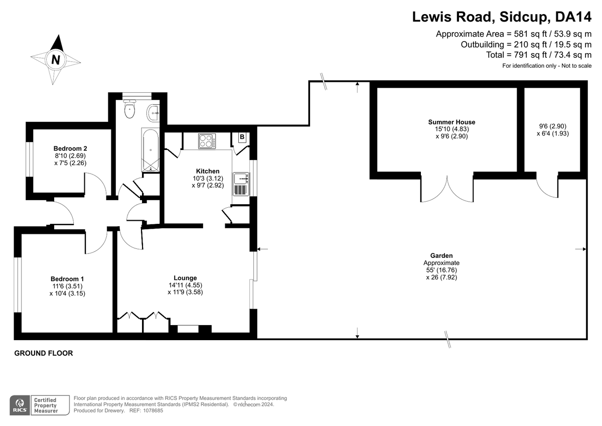 2 bed ground floor maisonette for sale in Lewis Road, Sidcup - Property Floorplan
