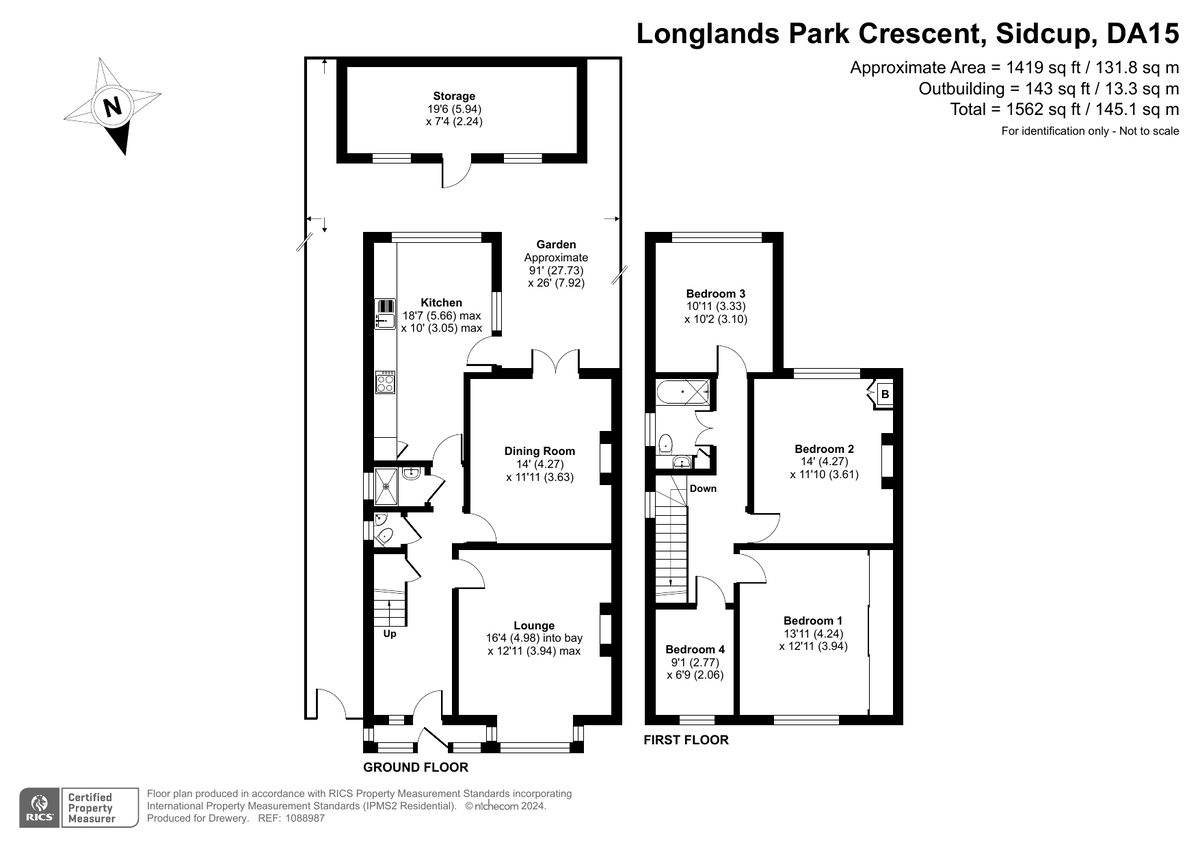 4 bed semi-detached house for sale in Longlands Park Crescent, Sidcup - Property Floorplan