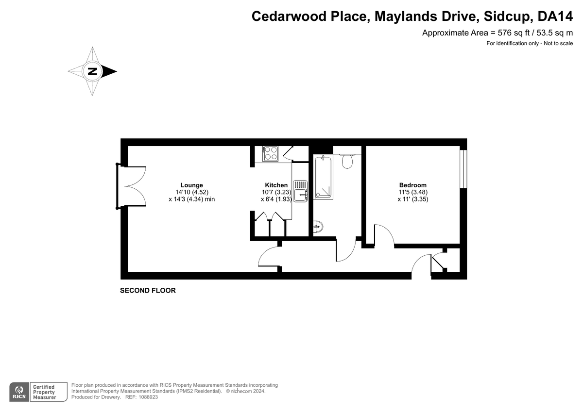 1 bed flat for sale in Maylands Drive, Sidcup - Property Floorplan