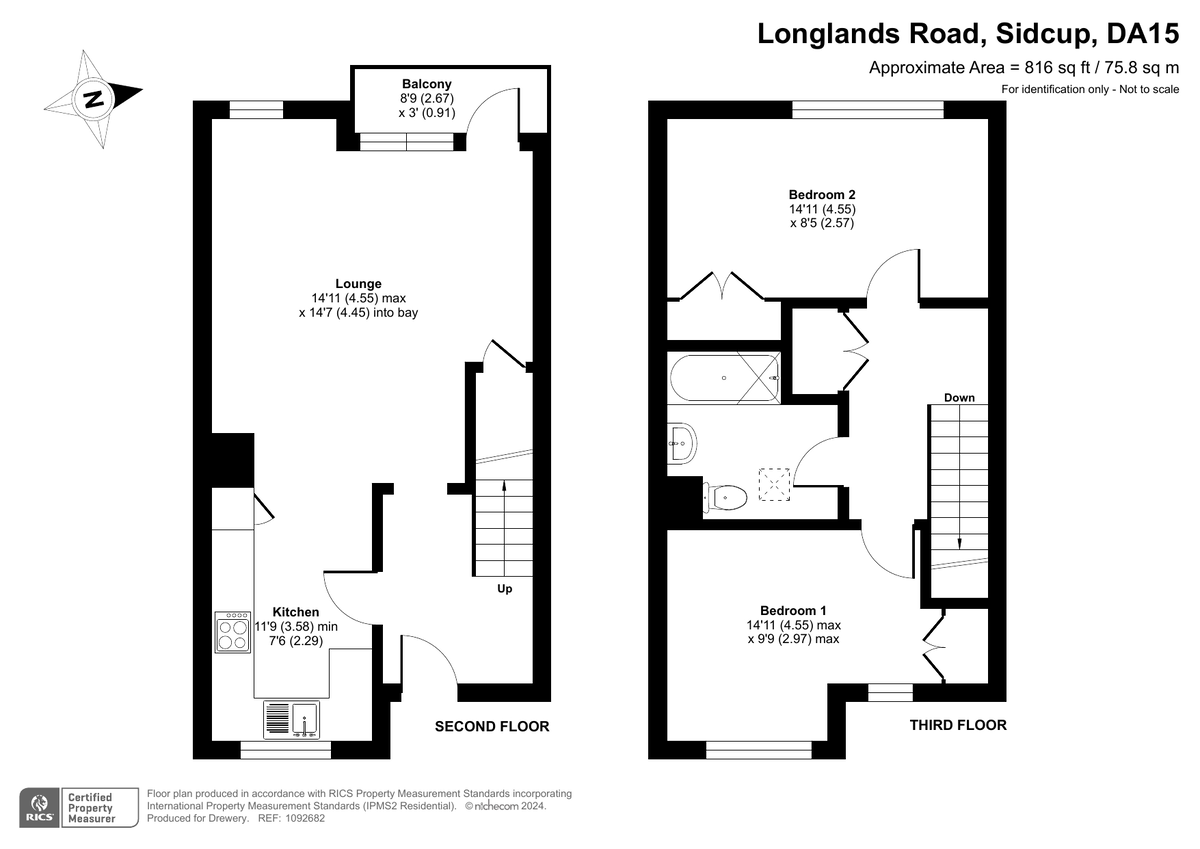2 bed flat for sale in Longlands Road, Sidcup - Property Floorplan