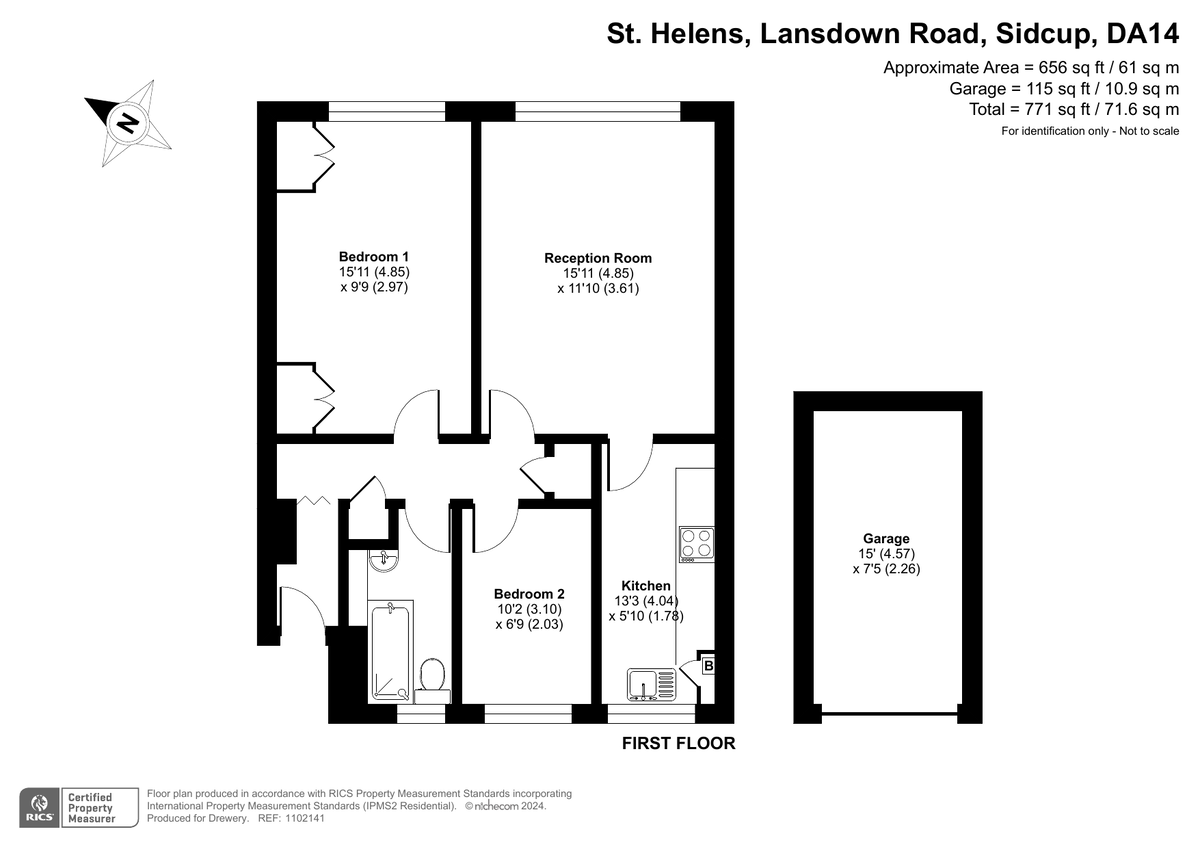 2 bed flat for sale in Lansdown Road, Sidcup - Property Floorplan
