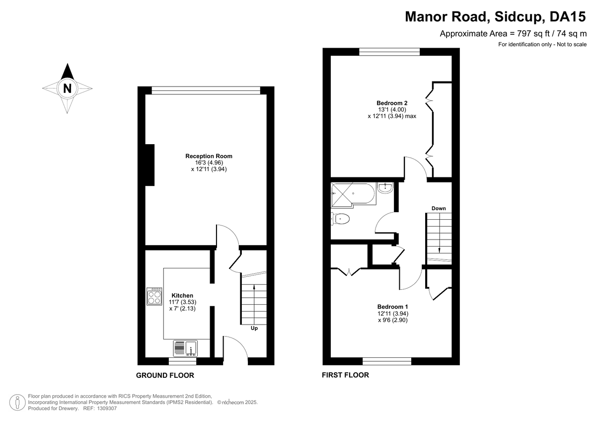 2 bed maisonette for sale in Manor Road, Sidcup, DA15 7HU - Property floorplan