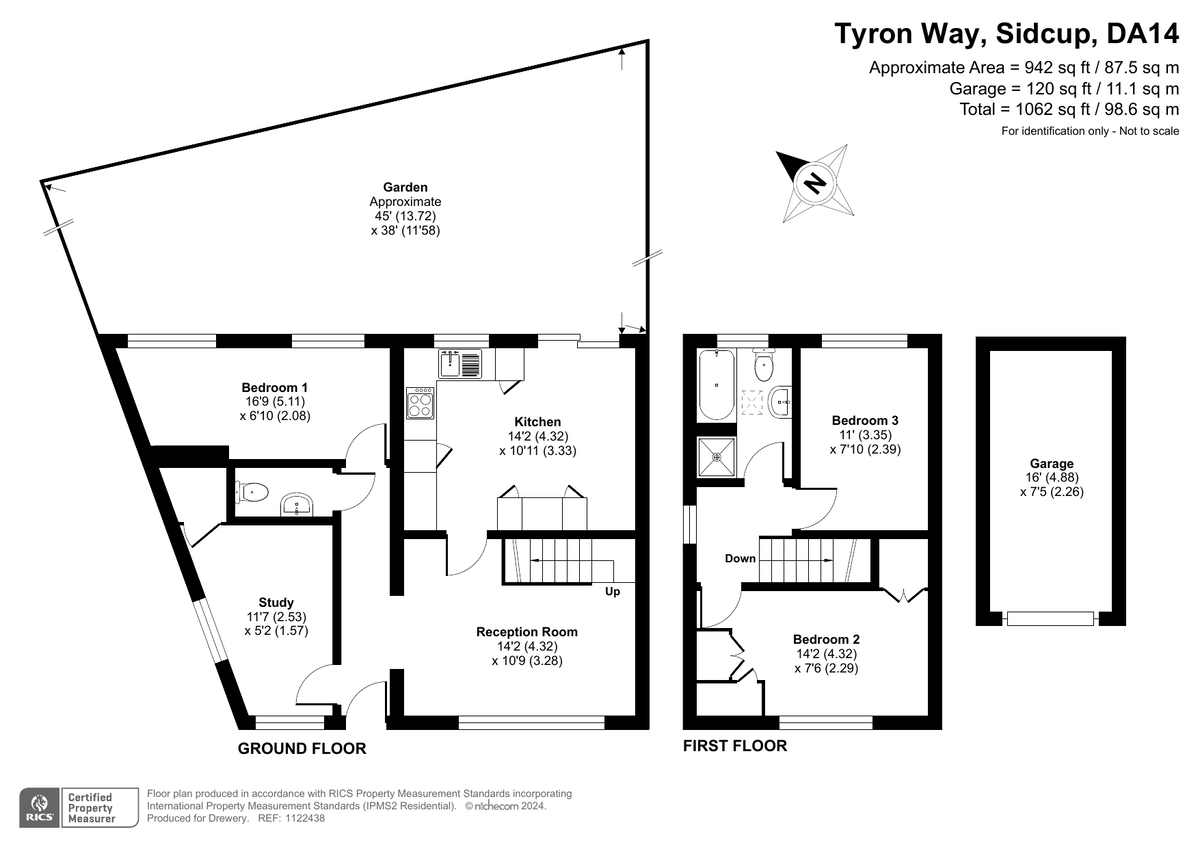 3 bed end of terrace house for sale in Tyron Way, Sidcup - Property Floorplan