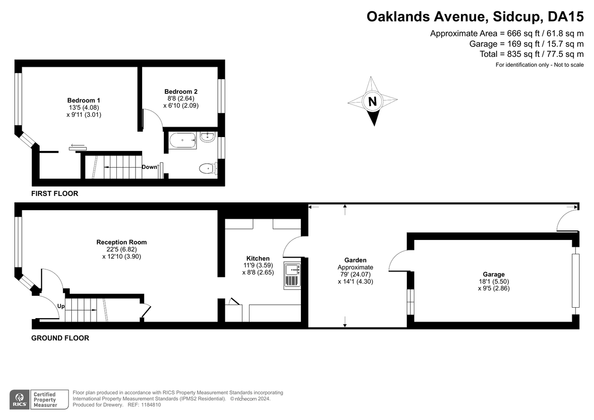 2 bed terraced house for sale in Oaklands Avenue, Sidcup - Property Floorplan