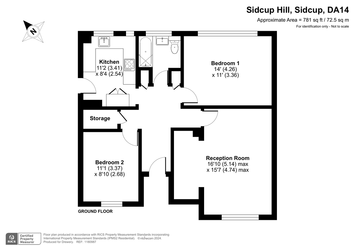 2 bed ground floor maisonette for sale in Sidcup Hill Gardens, Sidcup - Property Floorplan