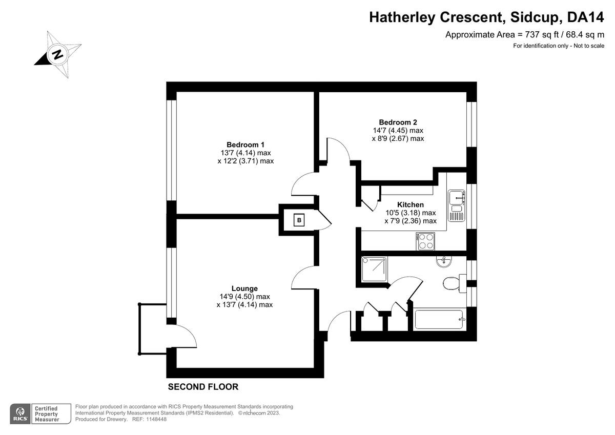 2 bed flat for sale in Hatherley Crescent, Sidcup - Property Floorplan