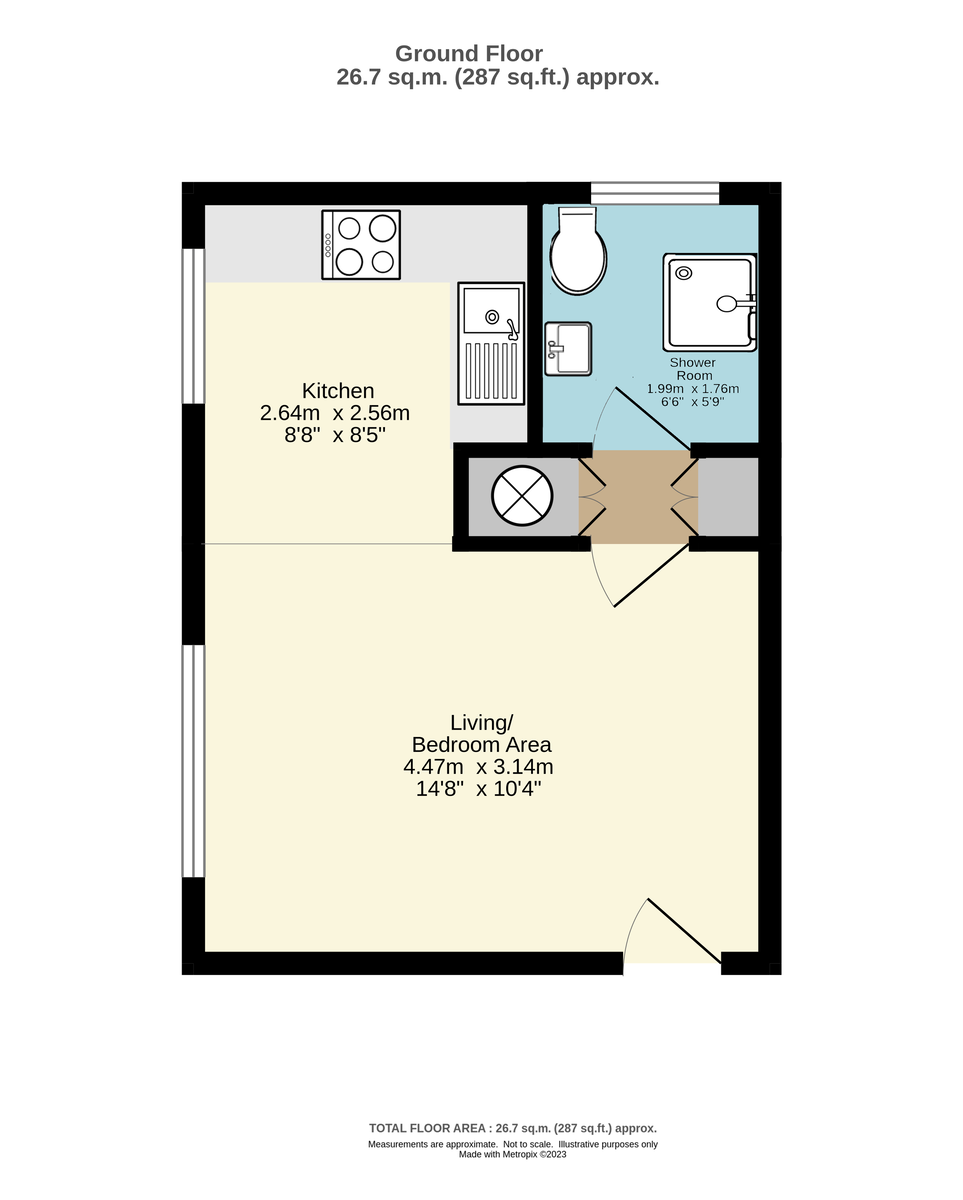 Studio flat to rent in Kirkland Close, Sidcup, DA15 8TP - Property floorplan
