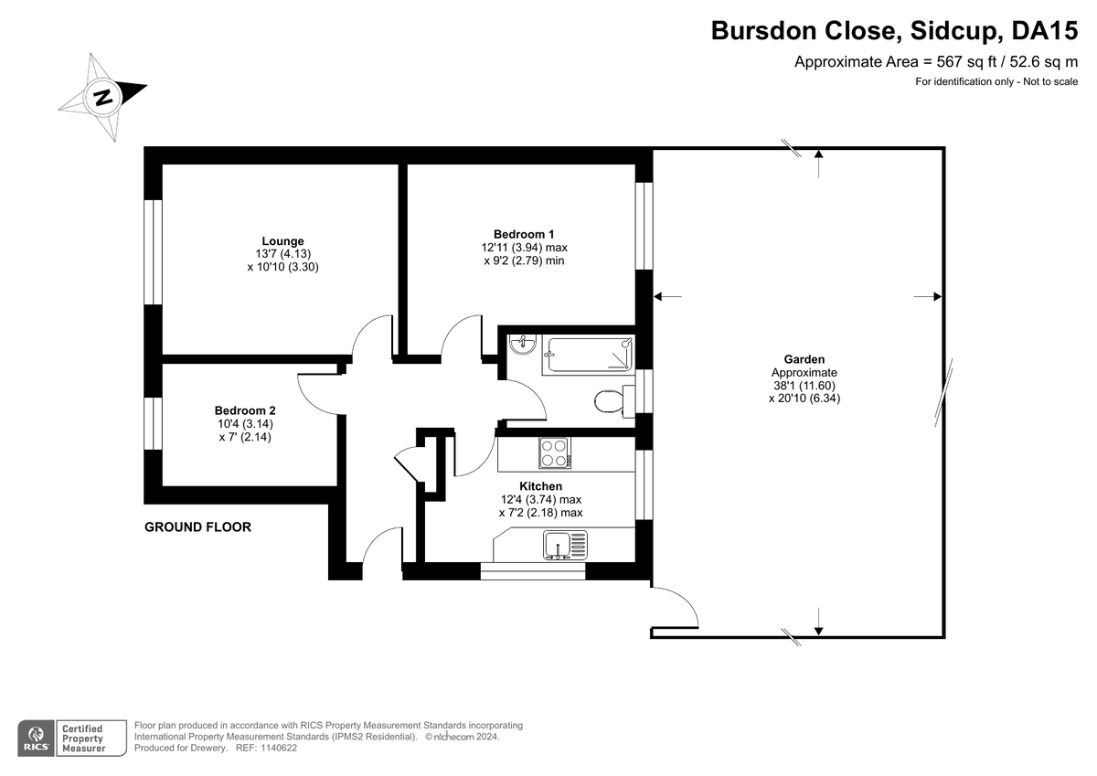 2 bed ground floor maisonette for sale in Bursdon Close, Sidcup - Property Floorplan