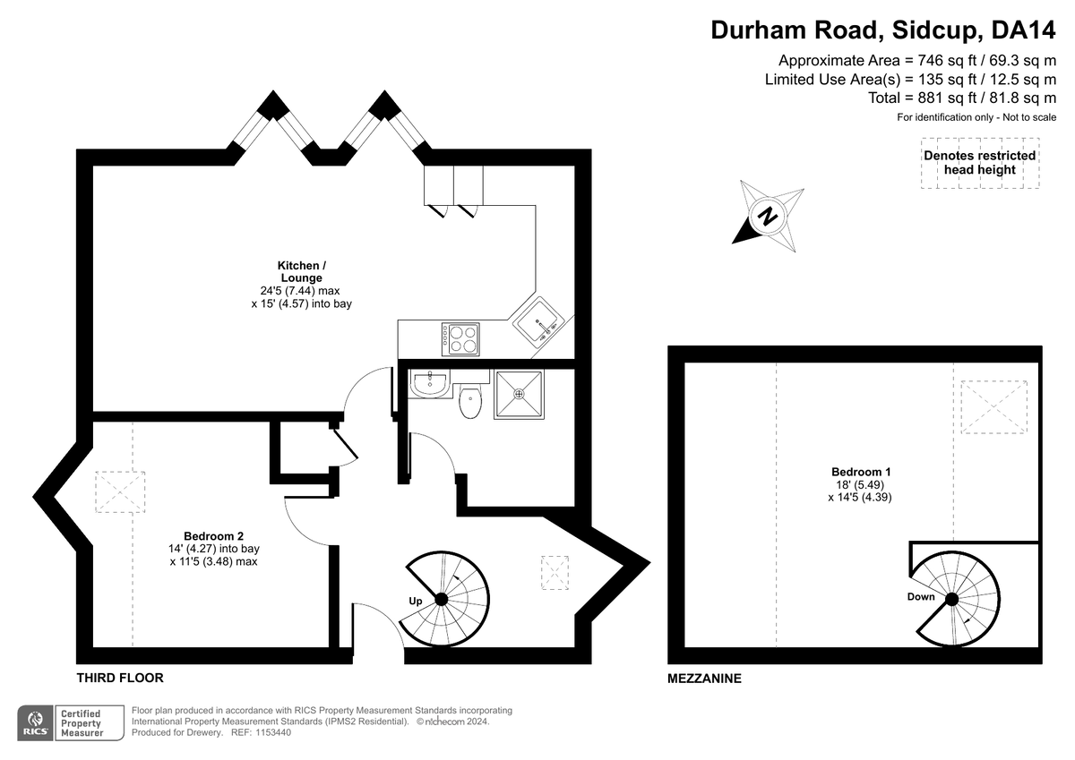 2 bed apartment for sale in Durham Road, Sidcup - Property Floorplan