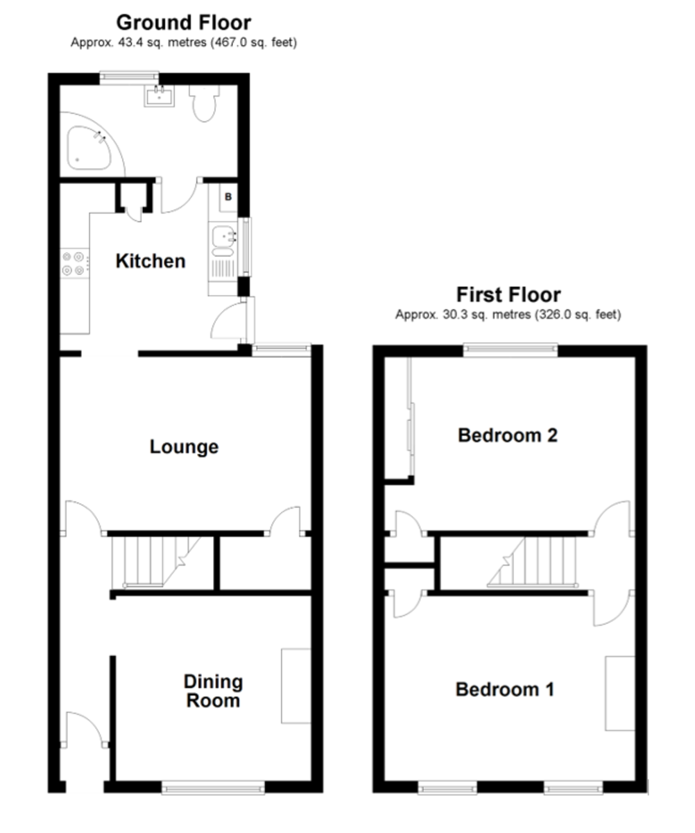 2 bed terraced house to rent in Albany Road, Belvedere - Property Floorplan