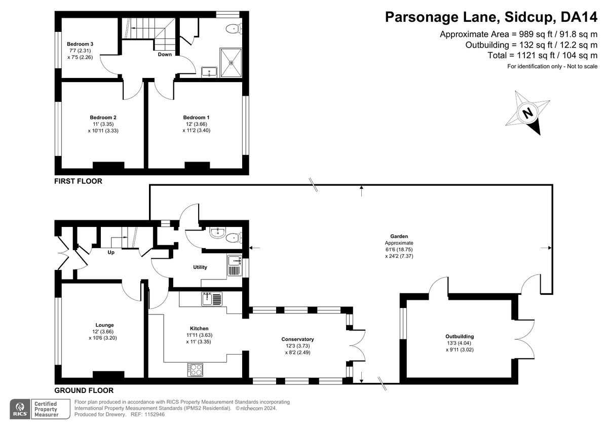 3 bed semi-detached house for sale in Parsonage Lane, Sidcup - Property Floorplan