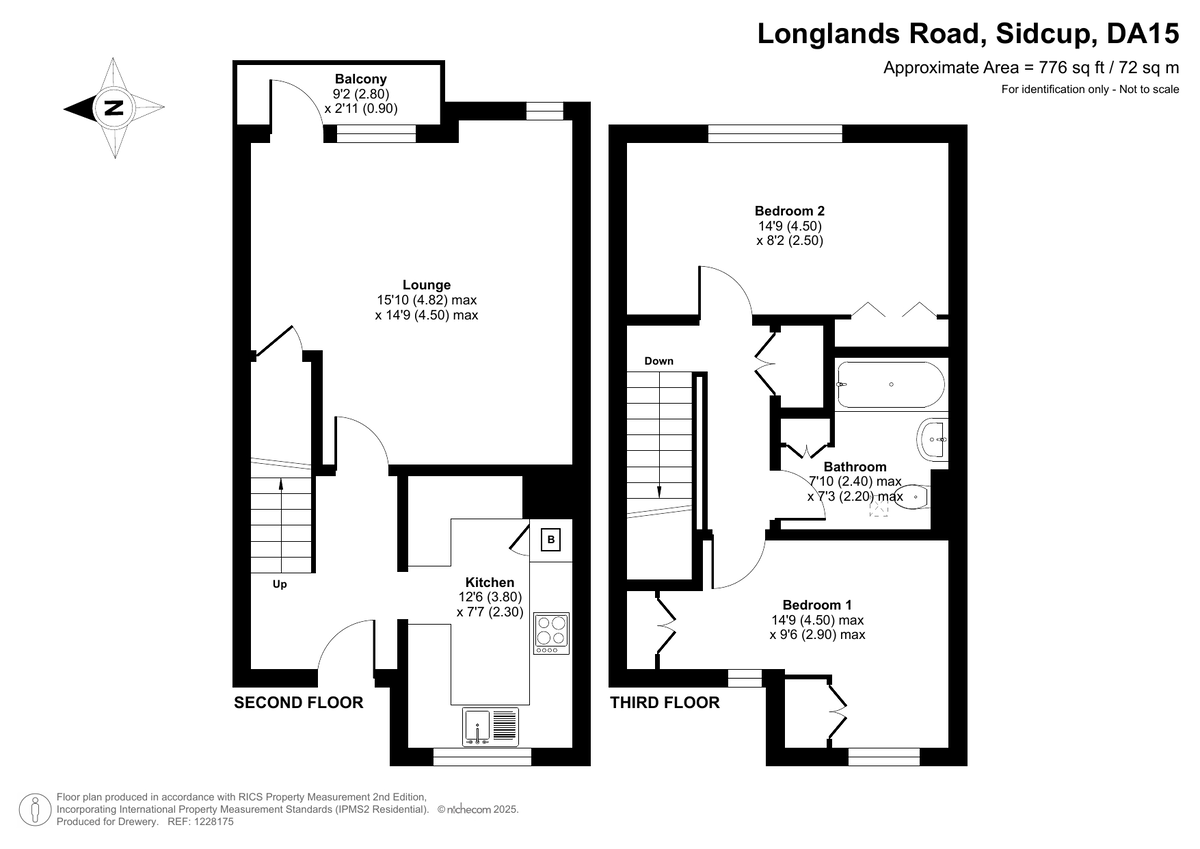 2 bed flat for sale in Longlands Road, Sidcup - Property Floorplan