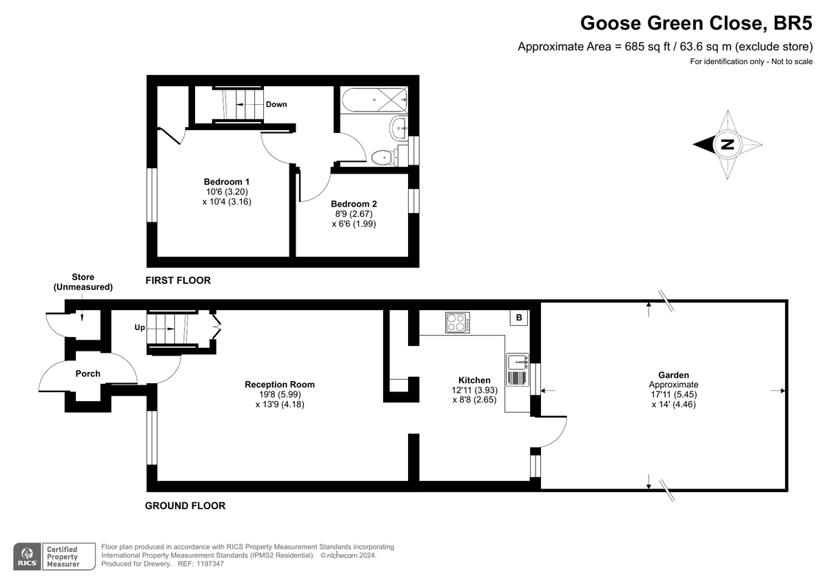 2 bed terraced house for sale in Goose Green Close, Orpington - Property Floorplan