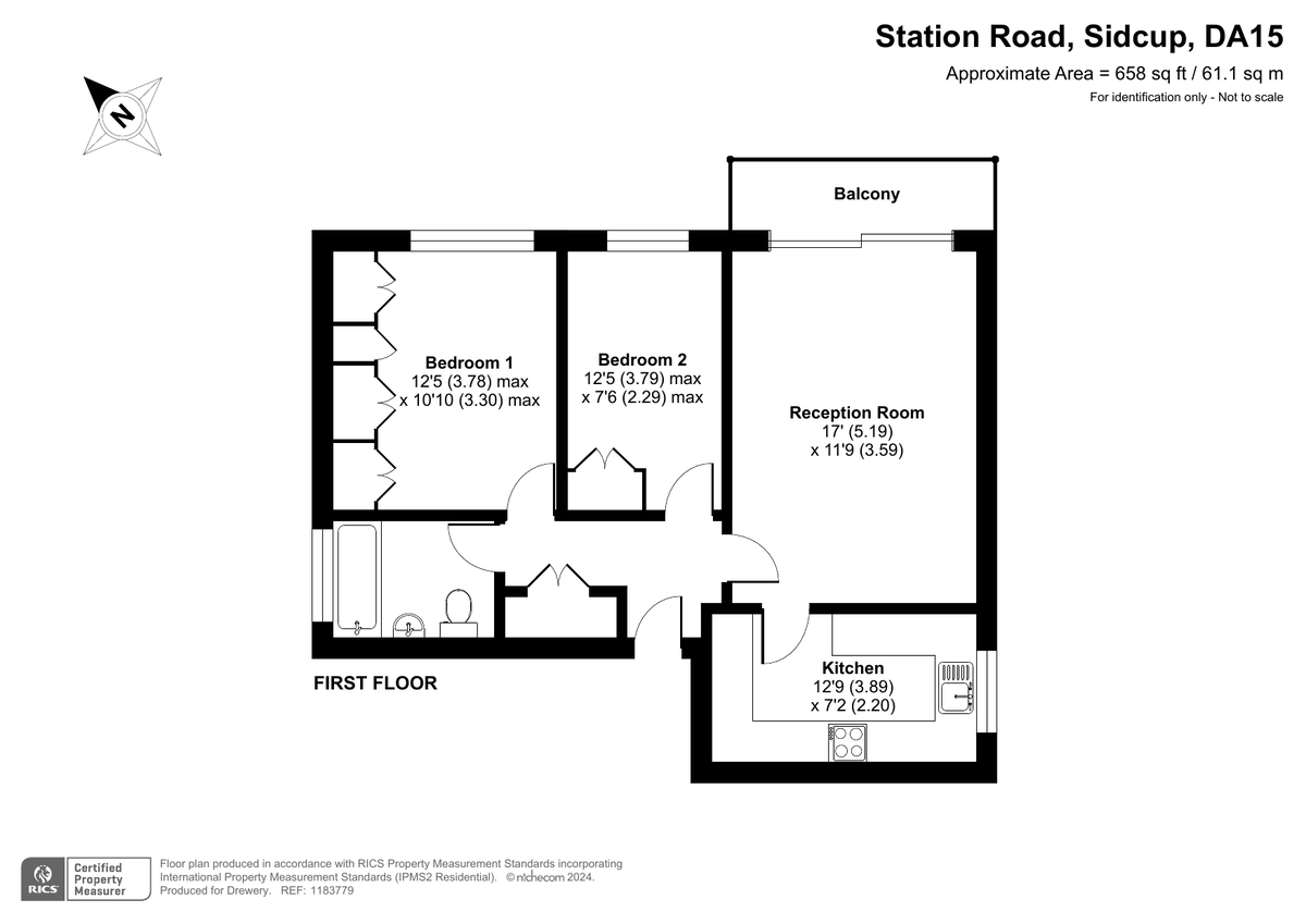 2 bed flat for sale in Station Road, Sidcup - Property Floorplan