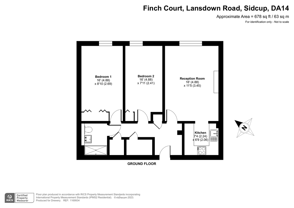 2 bed ground floor flat for sale in Lansdown Road, Sidcup - Property Floorplan