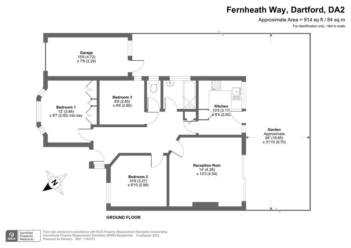 3 bed semi-detached bungalow for sale in Fernheath Way, Dartford - Property Floorplan