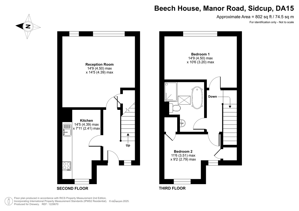 2 bed flat for sale in Manor Road, Sidcup - Property Floorplan