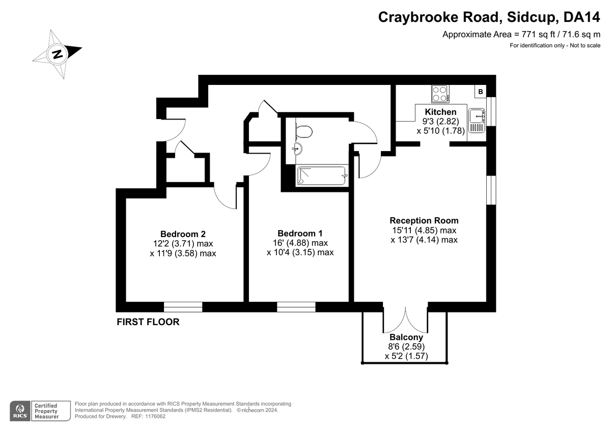 2 bed flat for sale in Oisc Court, Sidcup - Property Floorplan