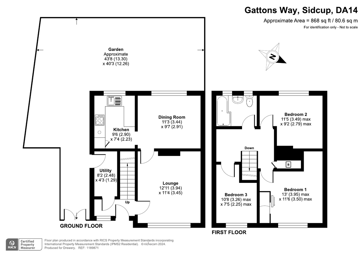 3 bed semi-detached house for sale in Gattons Way, Sidcup - Property Floorplan