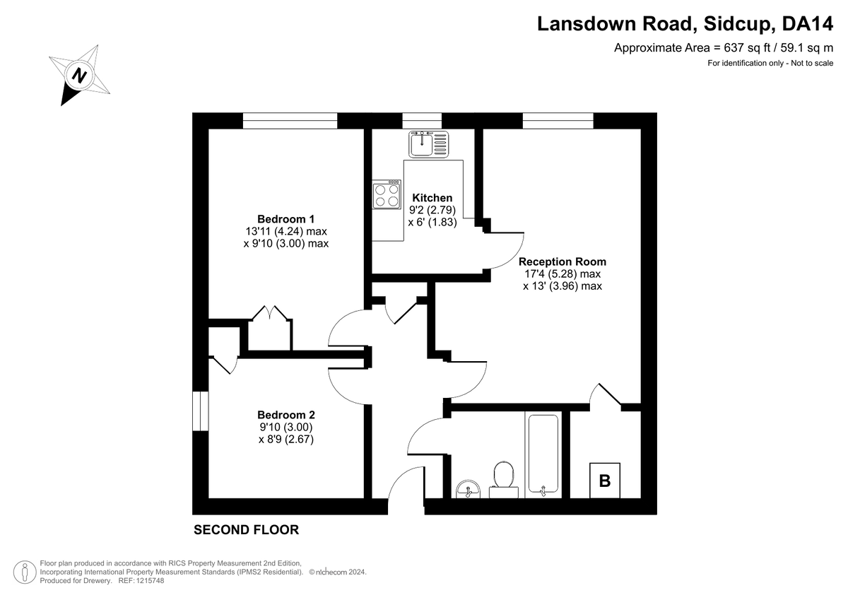 2 bed flat for sale in Lansdown Road, Sidcup - Property Floorplan