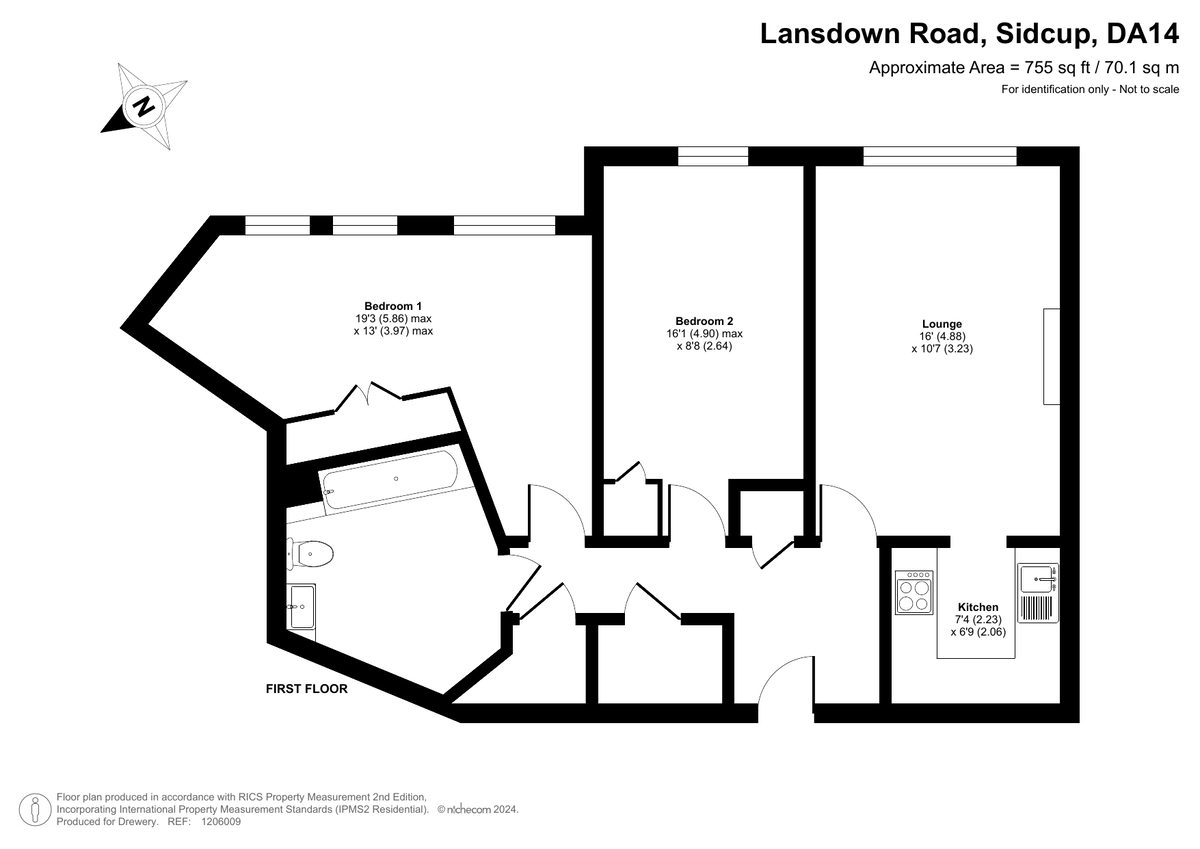 2 bed flat for sale in Lansdown Road, Sidcup - Property Floorplan